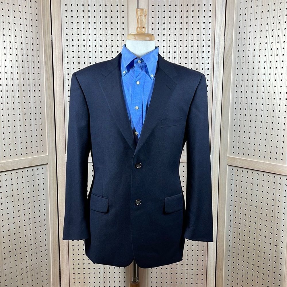 TASSO Elba Sport Coat Mens 41R Navy Cashmere Blend Two Button Blazer